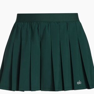 ALO Yoga Dark Green Pleated Mini Skirt